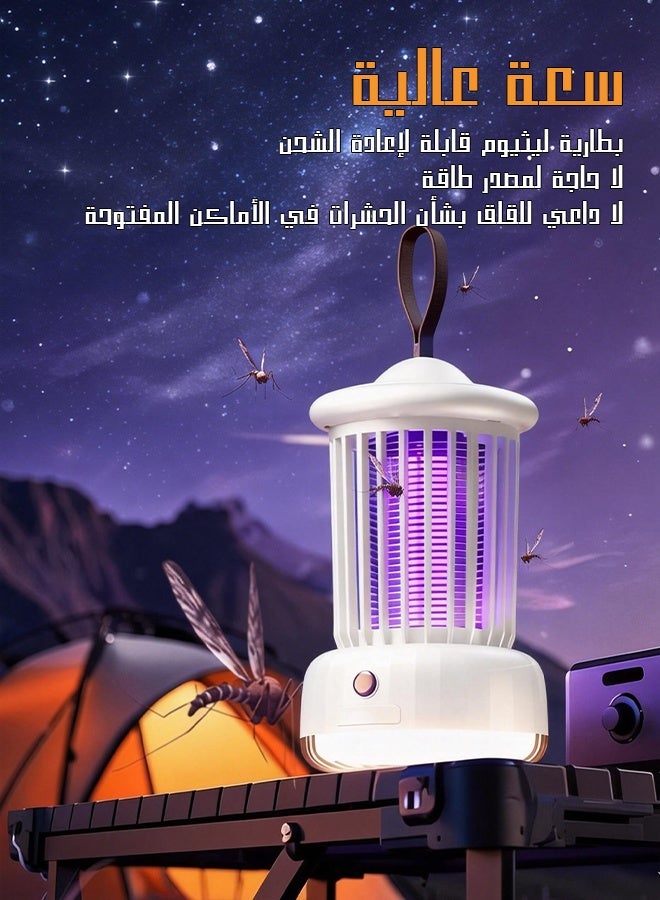 يهييو فانوس صاعق بعوض للمخيمات بإضاءة دافئة - يقضي على الحشرات بالصدمة صامت وآمن يقضي على الحشرات ويوفر إضاءة مريحة، لتغطية مساحات كبيرة داخل المنزل وخارجه، يعمل بالبطارية للمنزل والرحلات الخارجية والحديقة (أبيض) - Image 4